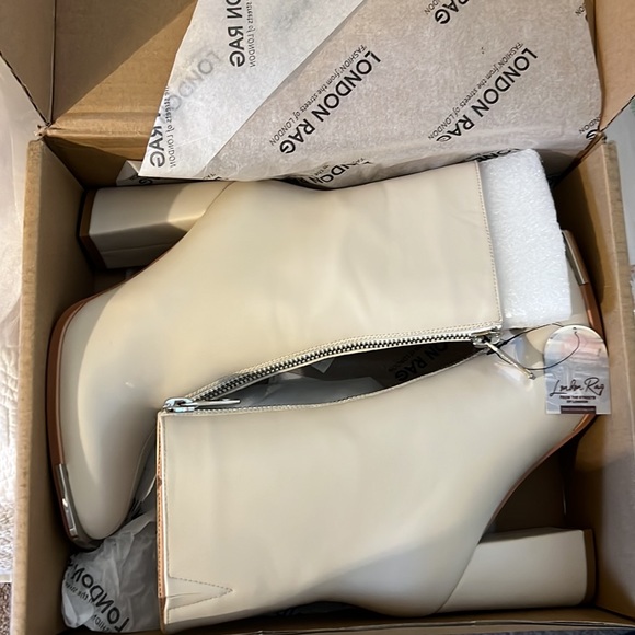 London Rag Flower Blade Western Square Toe Zip Up Ankle Boots - Picture 7 of 9